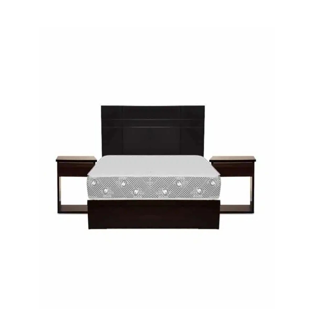 HOGAR & SPACIOS - HYS DORMITORIO 15 PLZ ORQUIDEA 2 VELADORES COLCHON RESORTES MARRON