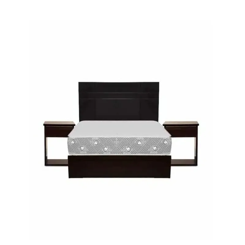 HOGAR & SPACIOS - HYS DORMITORIO 15 PLZ ORQUIDEA 2 VELADORES COLCHON RESORTES MARRON