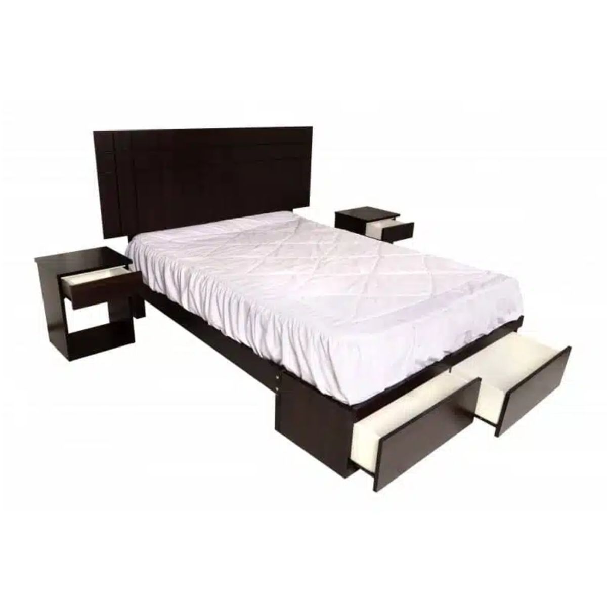HOGAR & SPACIOS - HYS DORMITORIO 15 PLZ ORQUIDEA 2 VELADORES COLCHON RESORTES MARRON