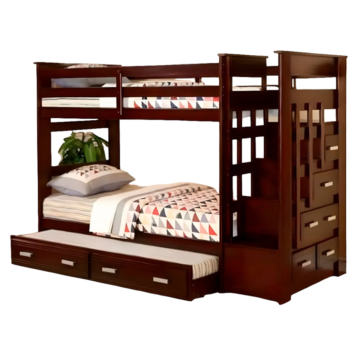 HOGAR & SPACIOS - HYS CAMAROTE 2 PLZ PEDERNAL CON CAMA NIDO MARRON OSCURO