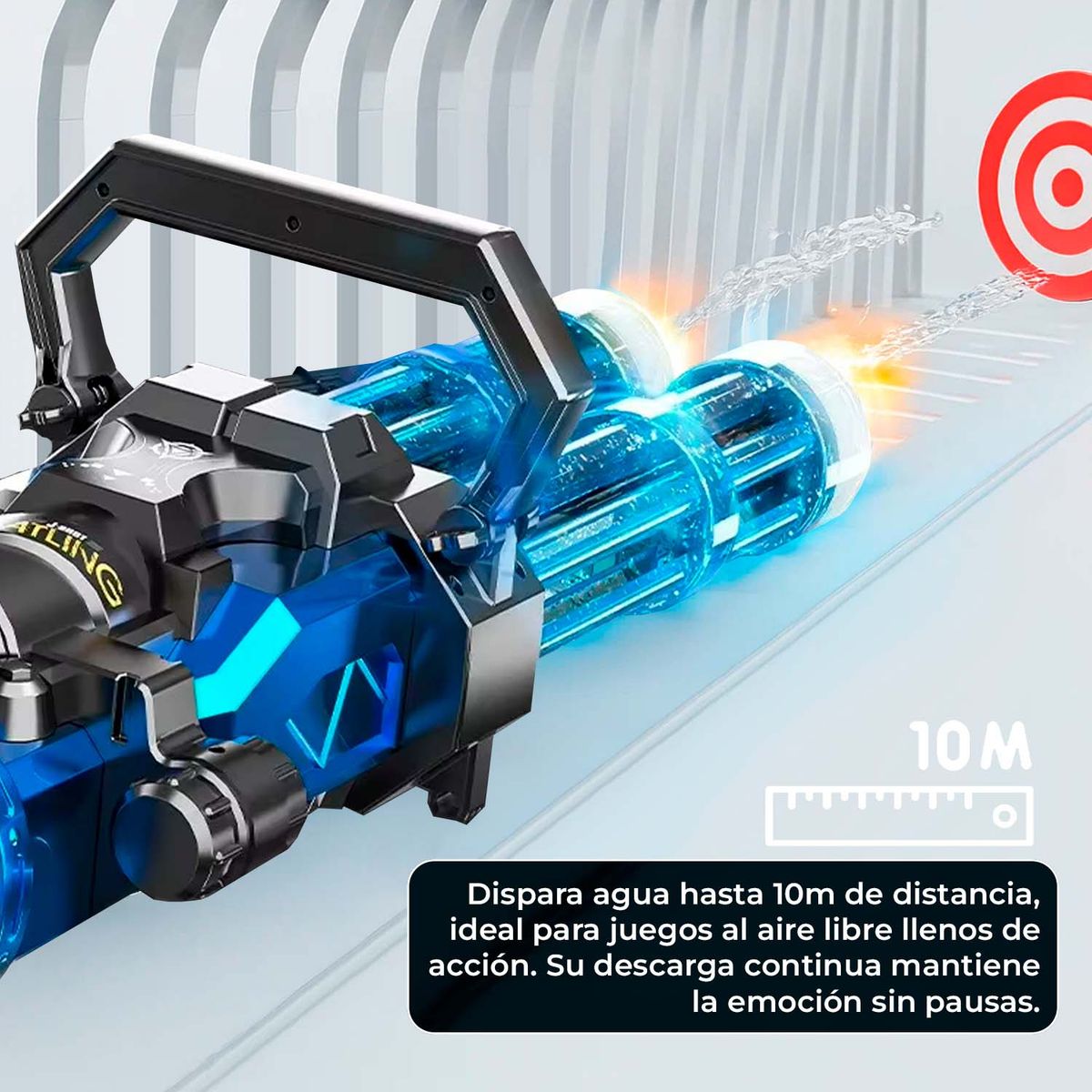 BUYPAL - Ametralladora de Agua con Mochila 225L y Luces RGB