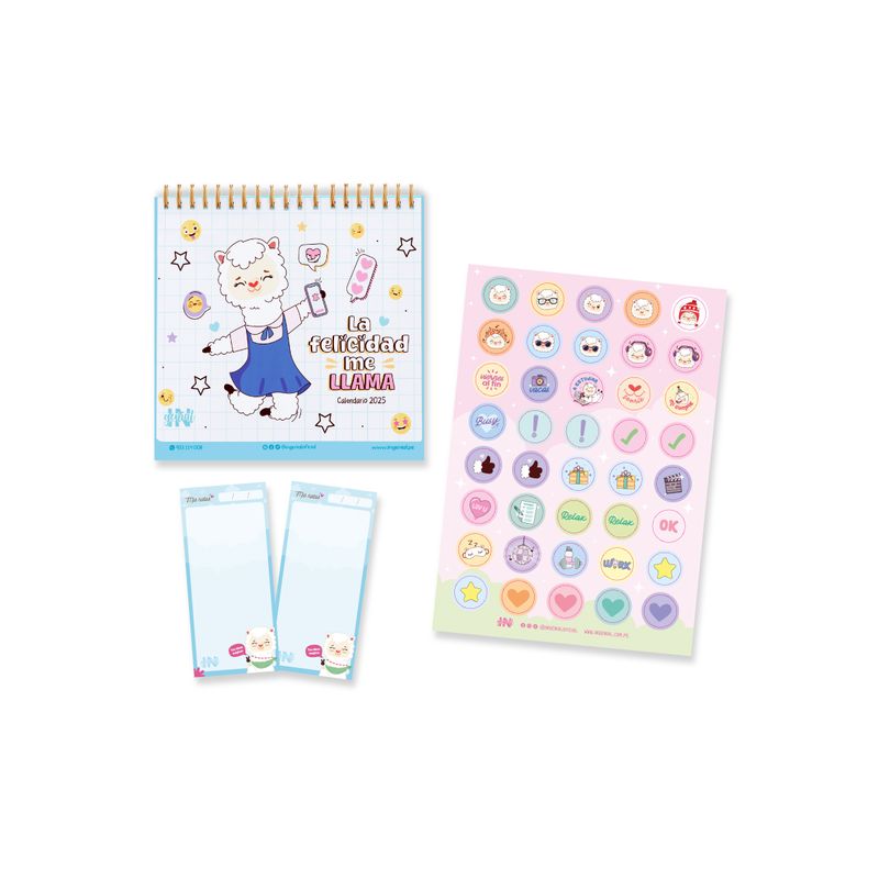 INGENIAL - Pack ingenial LLami Felicidad Calendario + notas +stickers