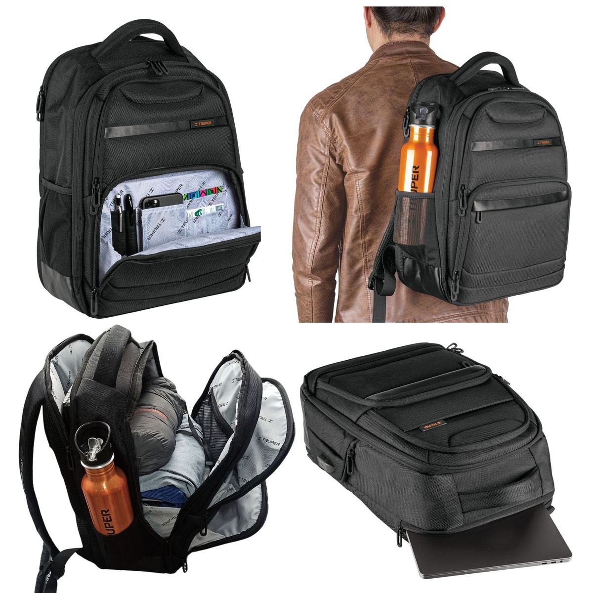 TRUPER - Mochila porta laptop USB + maletín 17 plg morral truper