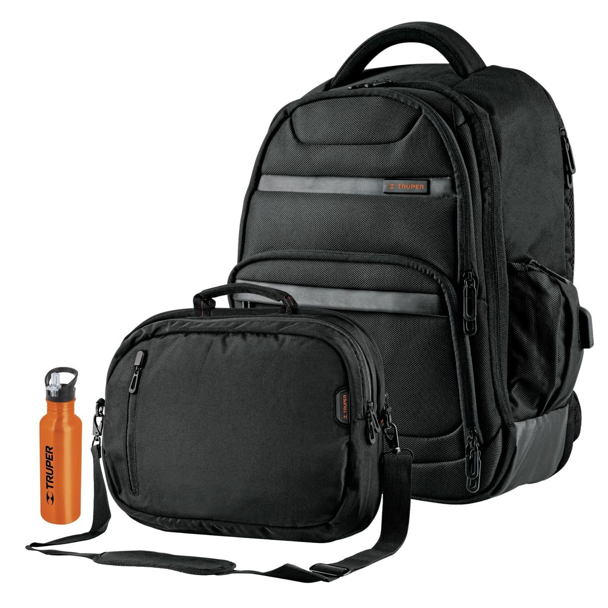 TRUPER - Mochila porta laptop USB + maletín 17 plg morral truper