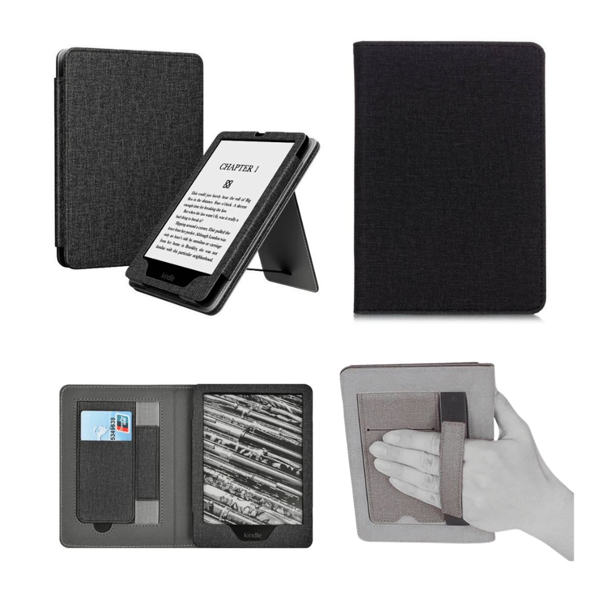 GENERICO - Estuche Kindle Paperwhite 2021 6.8” con Soporte y Correa de Mano Negro