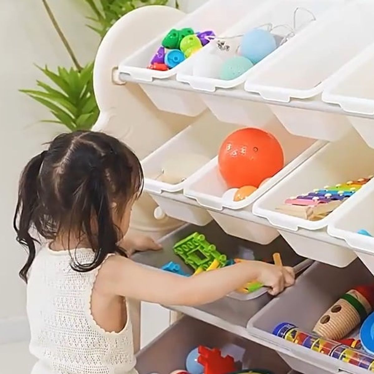 GENERICO - Estante Organizador De Juguetes Dormitorio Niños Hogar Blanco + Ruedas