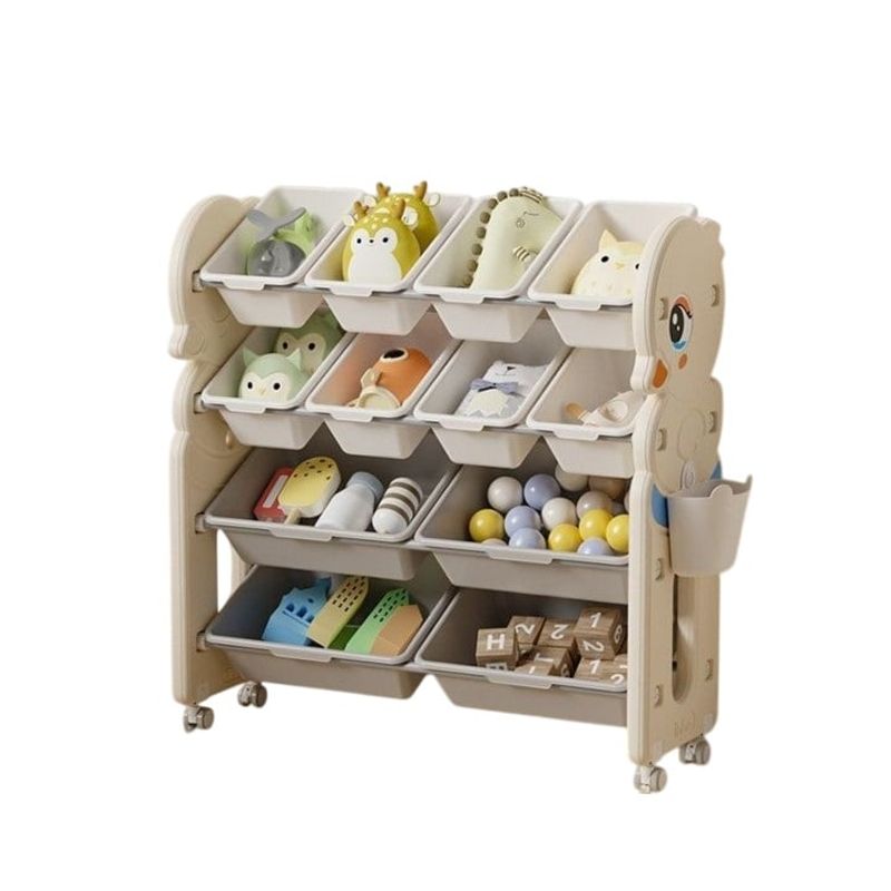GENERICO - Estante Organizador De Juguetes Dormitorio Niños Hogar Blanco + Ruedas
