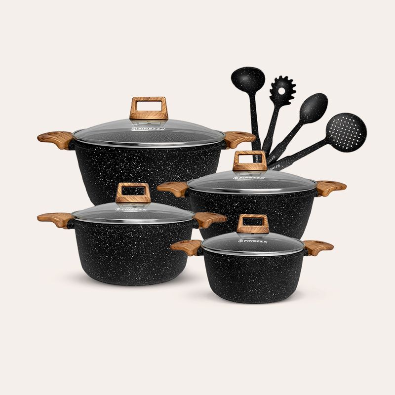 FINEZZA - Juego de ollas de ultragranito de 12 piezas