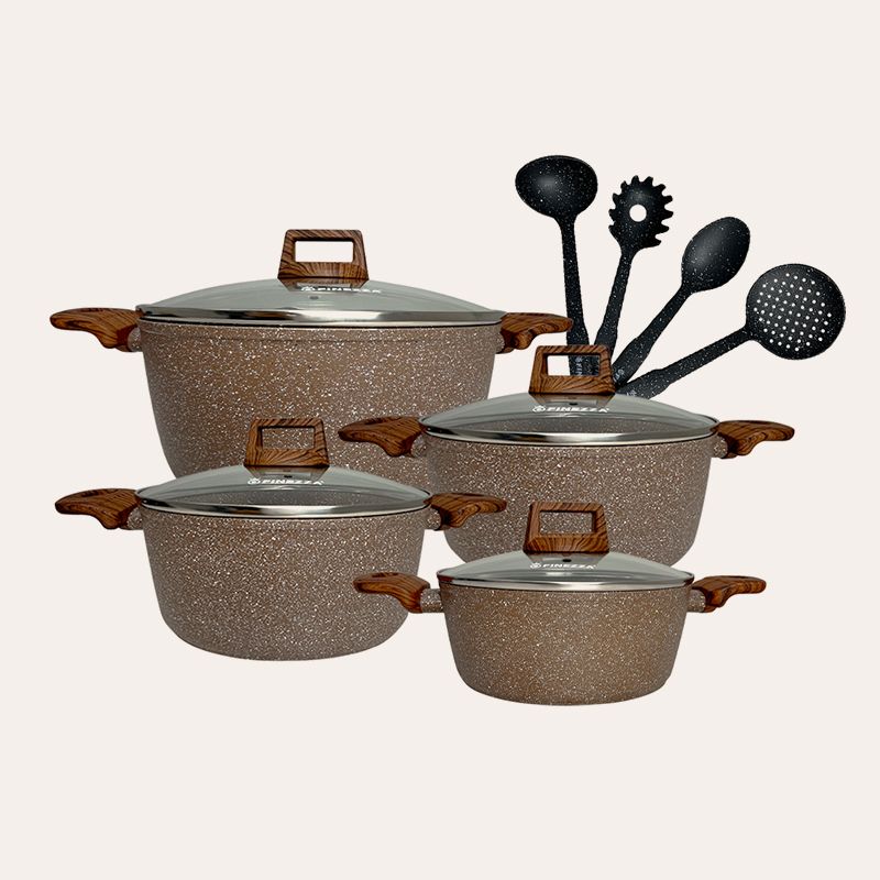 FINEZZA - Juego de ollas de ultragranito de 12 piezas