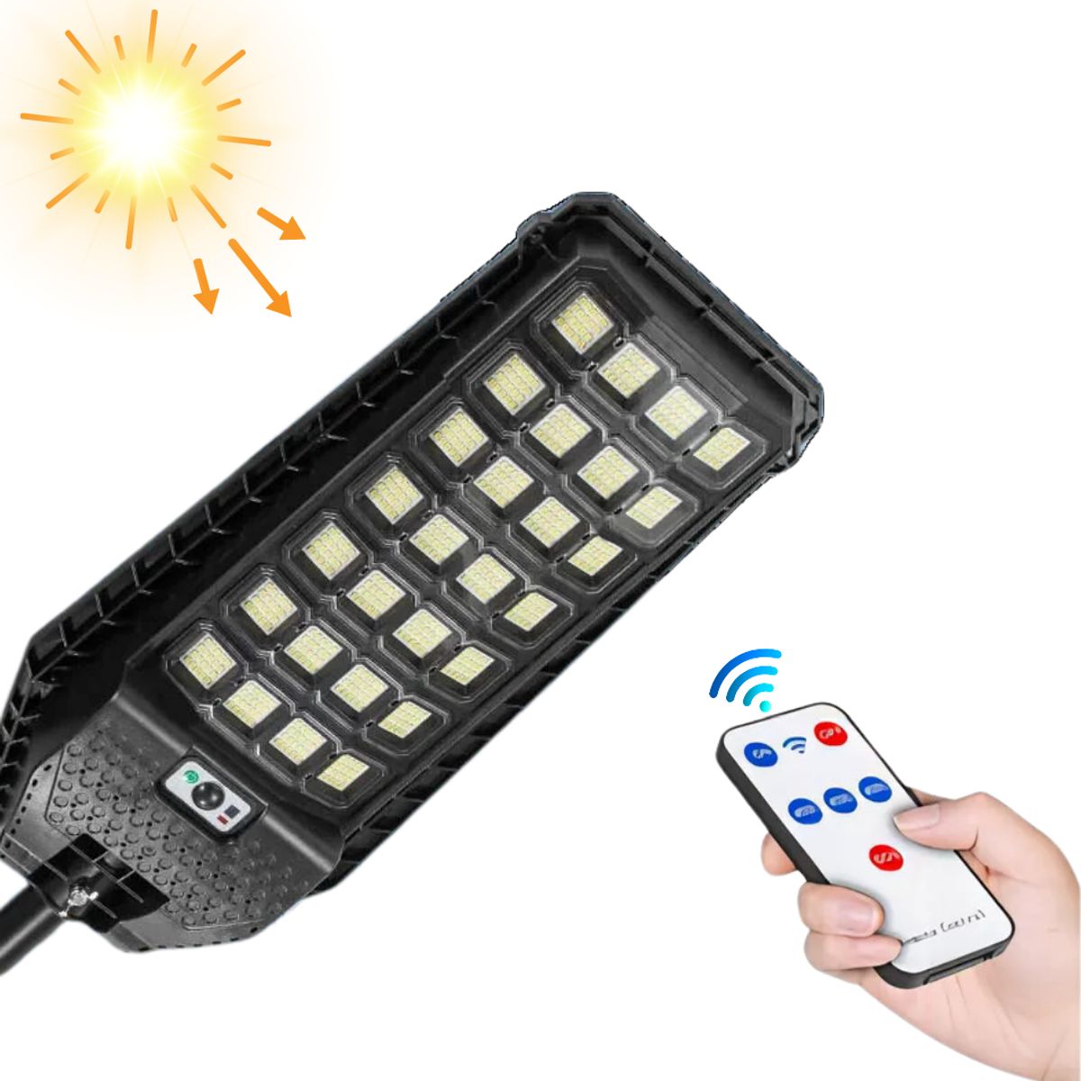 SEISA - Reflector Farola 200w con Panel Solar Recargable + Control Remoto