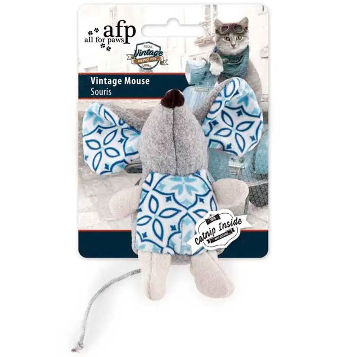 ALL FOR PAWS - Ratón vintage para gatos color gris