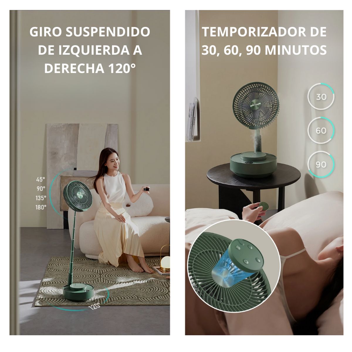 SHEEPBUSTER - Ventilador Humidificador Inalámbrico Control Remoto 8000mAh Verde