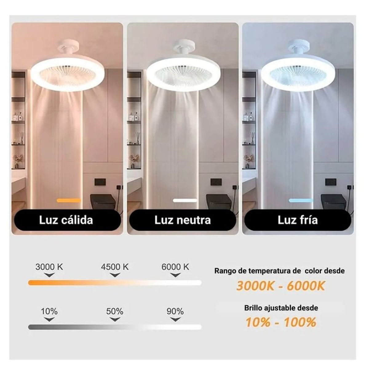 GENERICO - FOCO VENTILADOR DE TECHO AJUSTABLE 360 2 EN 1 CON CONTROL REMOTO