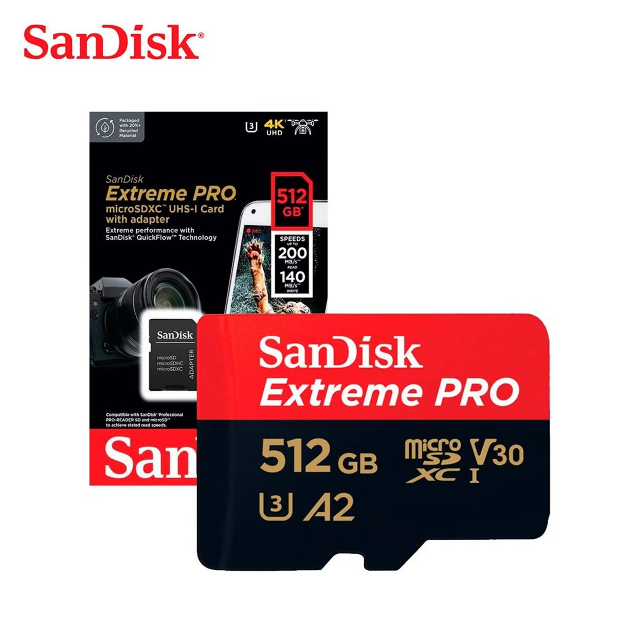SANDISK - Memoria MICRO SD SANDISK EXTREME PRO 512GB de 200mbs - VIDEO 4K