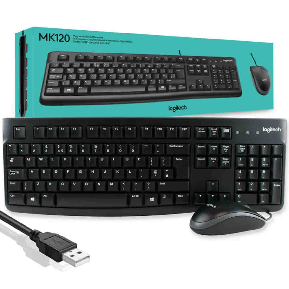 LOGITECH - TECLADO  MOUSE LOGITECH MK120 - NEGRO