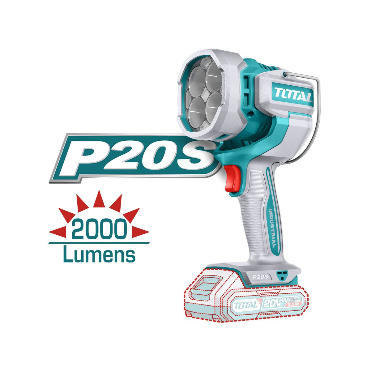 TOTAL TOOLS - Linterna de trabajo LED 20v 200 Lm Total