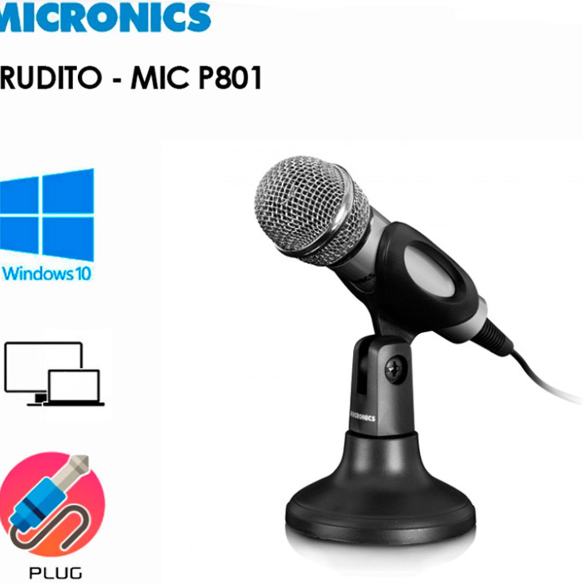 MICRONICS - Micrófono Alámbrico Pedestal Erudito MIC P801