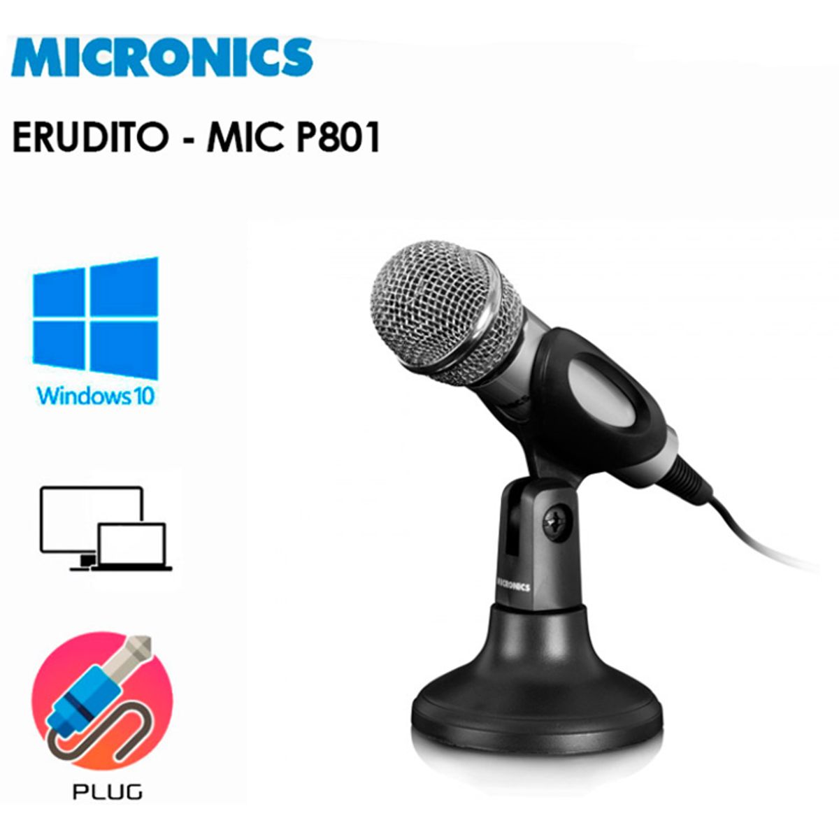 MICRONICS - Micrófono Alámbrico Pedestal Erudito MIC P801