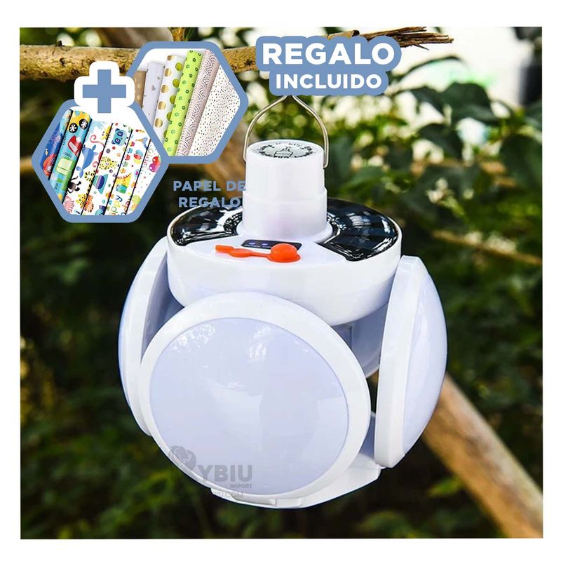 GENERICO - Foco Moderno y Renovable con Panel Solar Y+Papel de Regalo