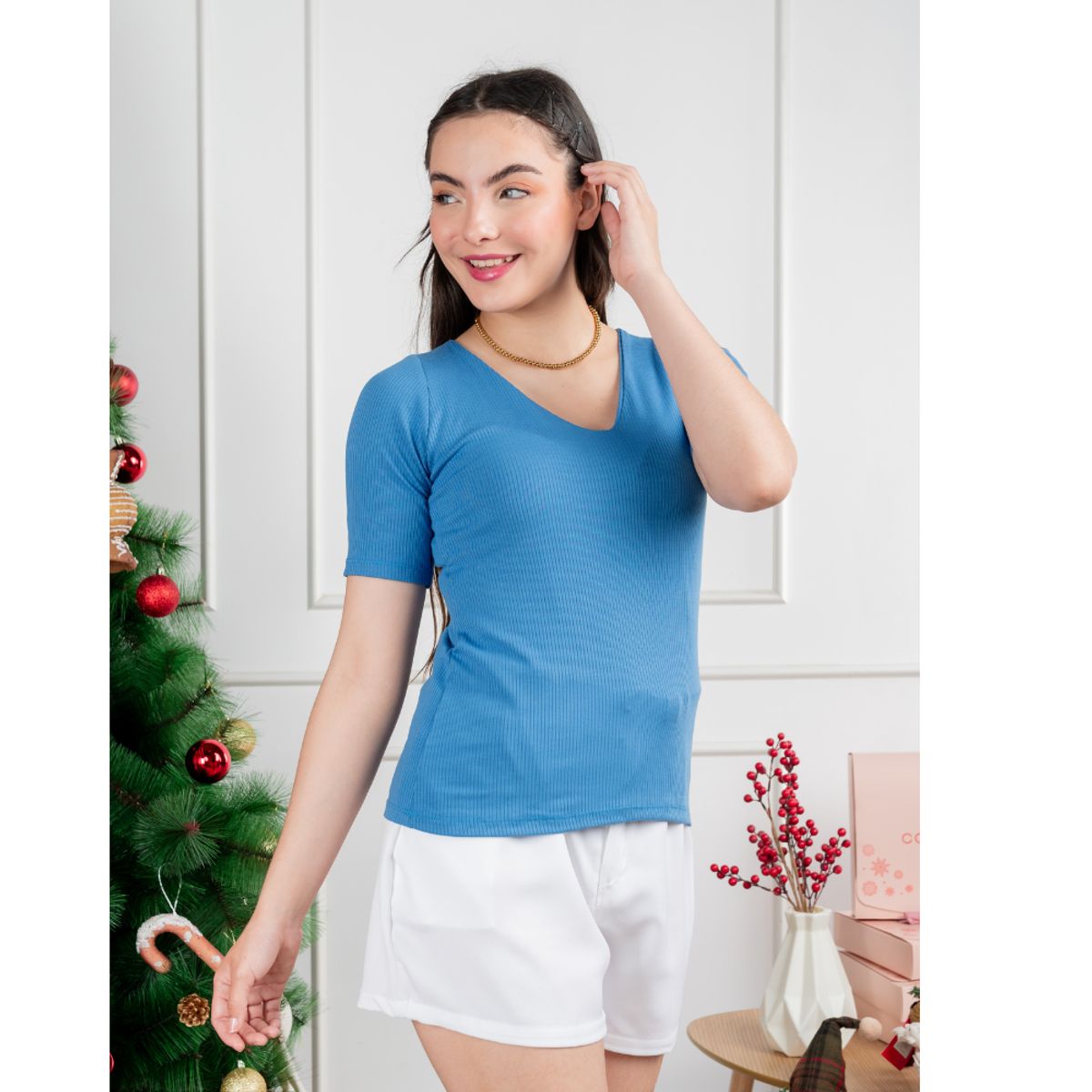 GENERICO - Polo básico mujer matilde cuello V