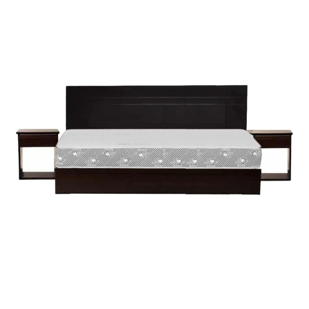 HOGAR & SPACIOS - HYS DORMITORIO KING ORQUIDEA 2 VELADORES COLCHON RESORTE MARRON OSCURO