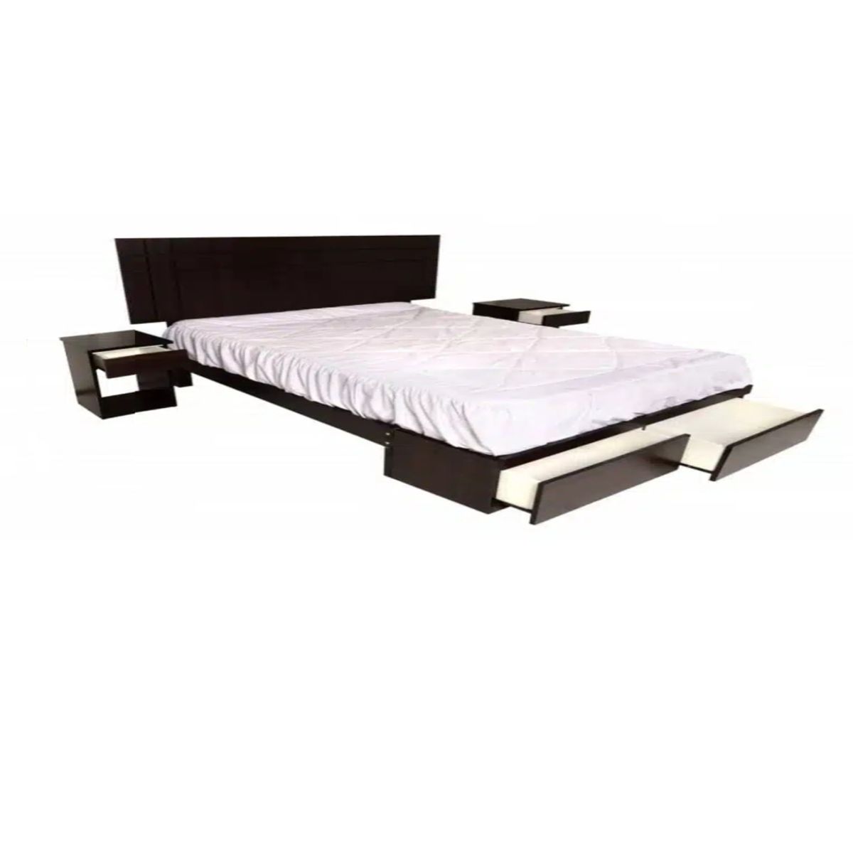 HOGAR & SPACIOS - HYS DORMITORIO KING ORQUIDEA 2 VELADORES COLCHON RESORTE MARRON OSCURO