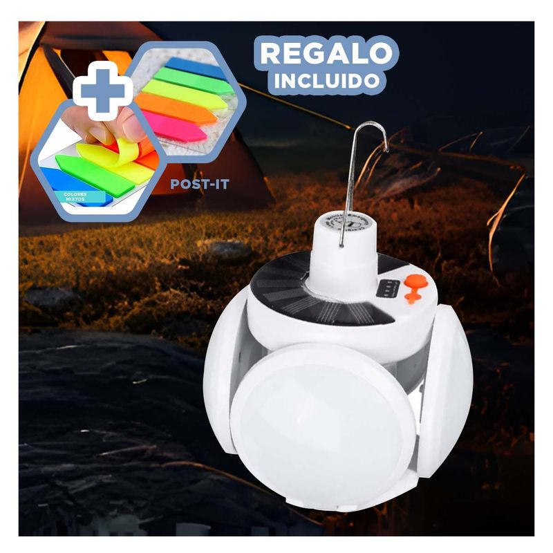 GENERICO - Foco Ergonomico para Viajes de Panel Solar Y+Regalo Stickers