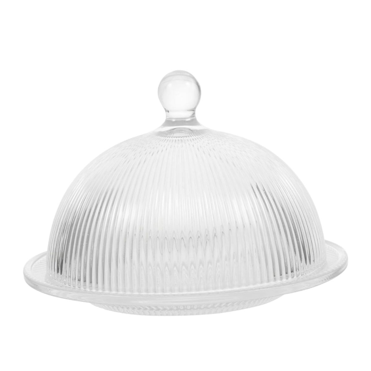 HYGGE - Cúpula y Plato de Vidrio Labrado para Dulces