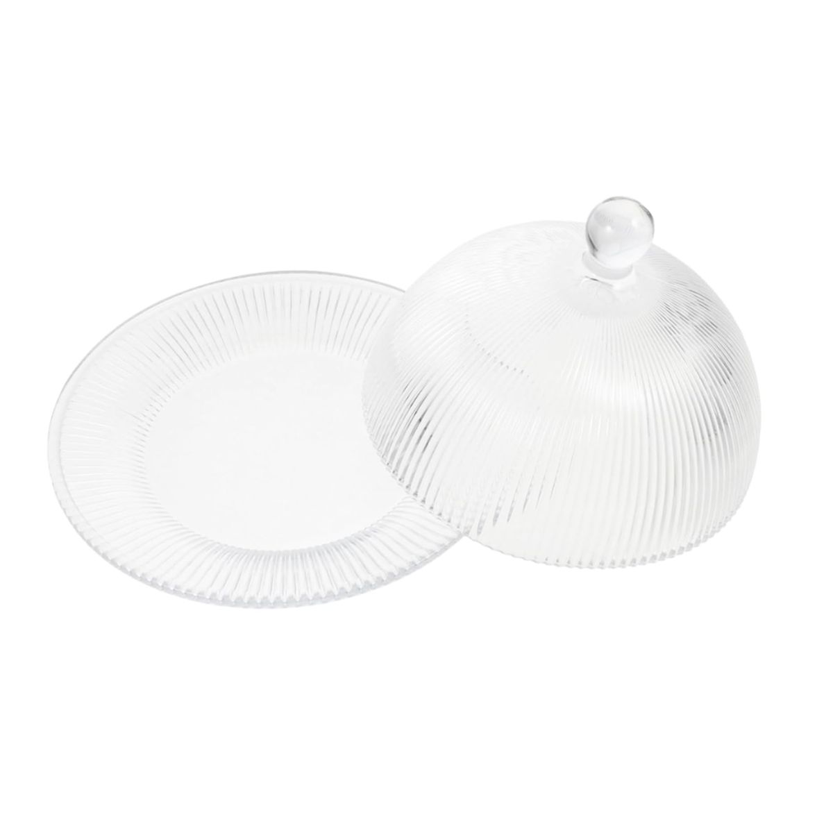 HYGGE - Cúpula y Plato de Vidrio Labrado para Dulces