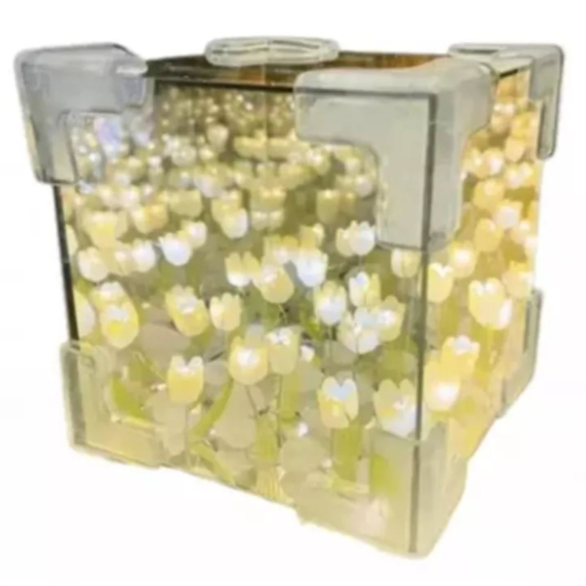 GENERICO - Cubo Lampara de tulipanes infinito con luz Amarillo