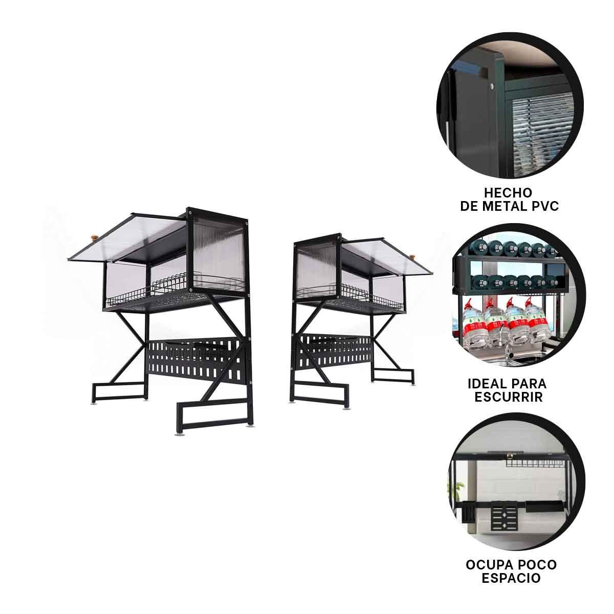 GENERICO - Escurridero de Cocina en Negro Y+Regalo Ligas para Peinar