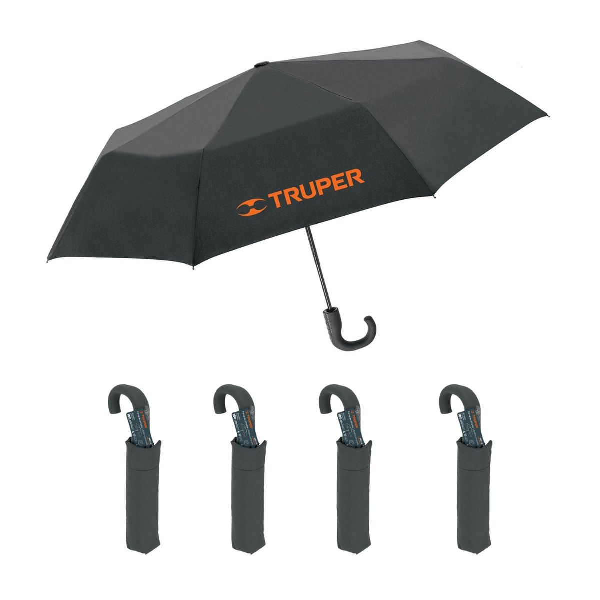 TRUPER - Paraguas compacto plegable sombrilla 100cm Truper pack 4 Und