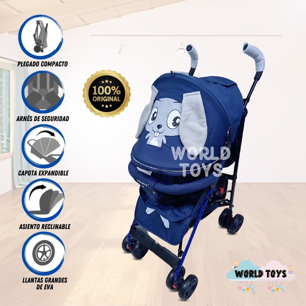 BABY - Coche Bastón con diseño «COPITO» Blue