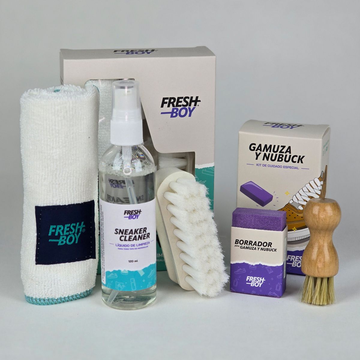 FRESH BOY - Pack Completo Limpieza Zapatillas Sneaker Cleaner Kit Gamuza