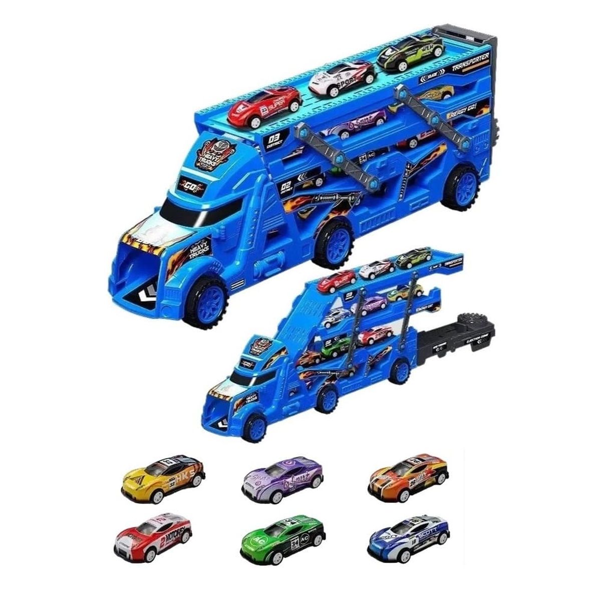 GENERICO - Camión con 2 Pistas + 6 Autos Catapulta Navidad Genieka