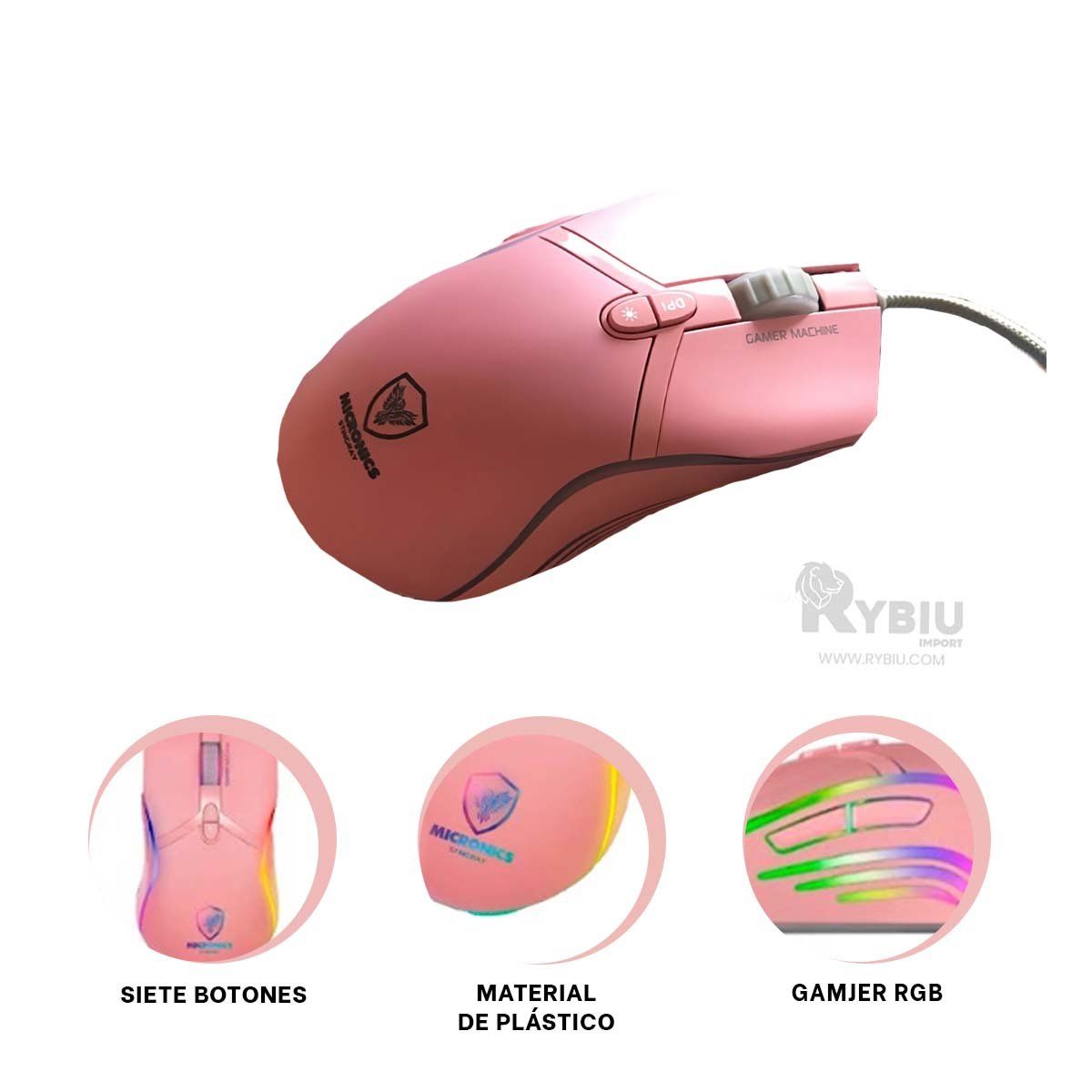 GENERICO - Raton de Alta Precisión en Rosado Y+Envoltorio de Regalo