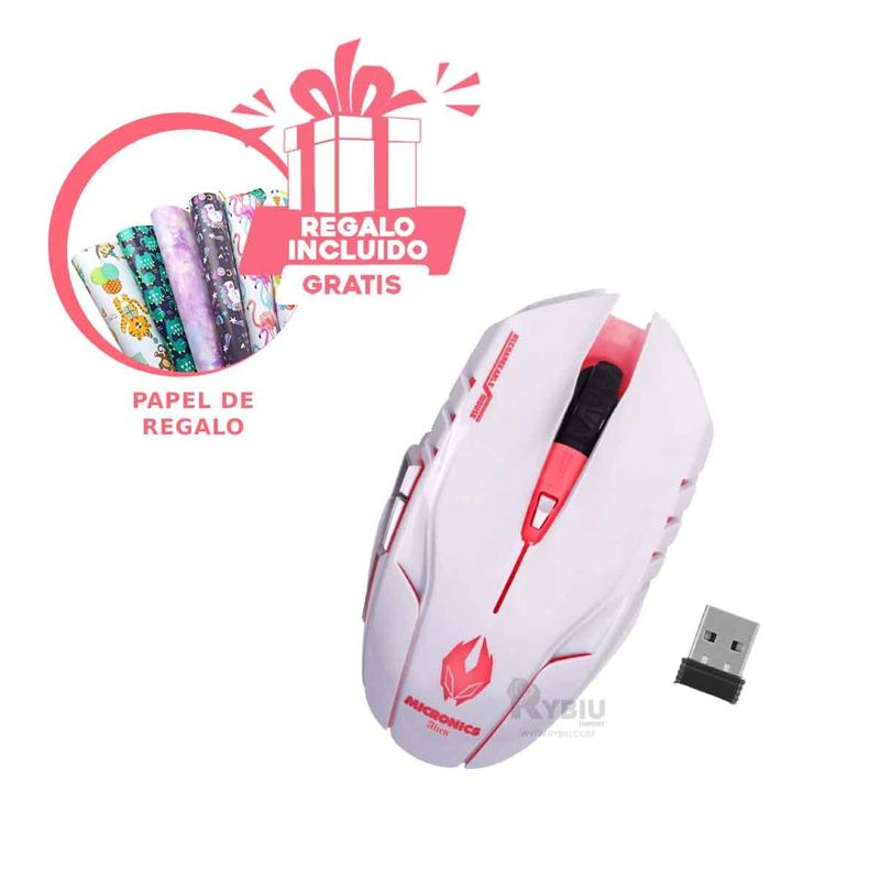 GENERICO - Raton Inalambrico Alien con DPI Blanco Y+Gift Stickers