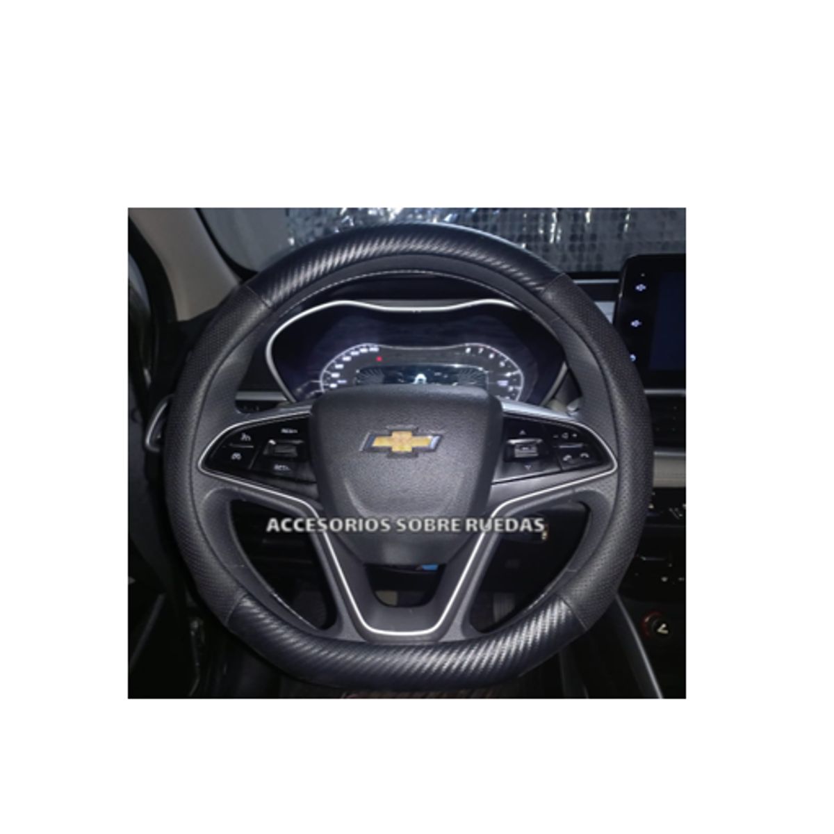 GENERICO - FUNDA DE TIMON DE CUERO TIPO D PARA CHEVROLET GROOVE - NEGRO