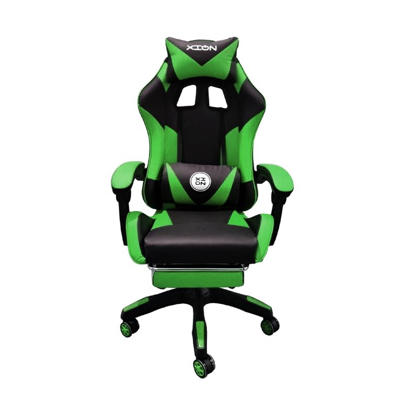 XION - SILLA GAMER ERGONÓMICA CON MASAJEADOR Y REPOSAPIÉS 135° TITAN VERDE