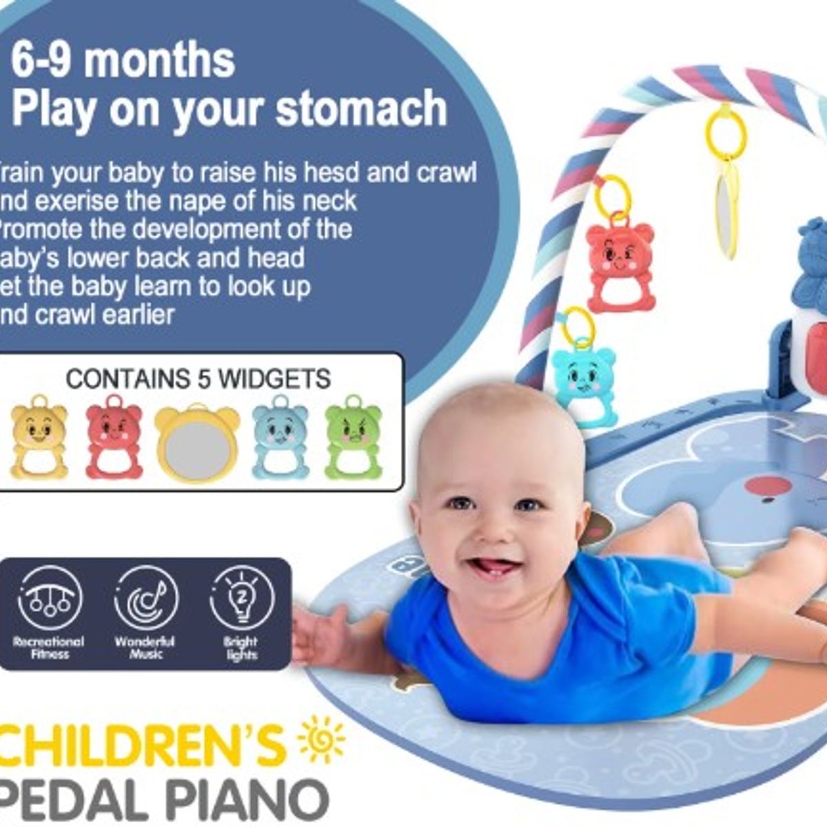 GENERICO - Gimnasio para Bebe con Piano musical y Sonajas