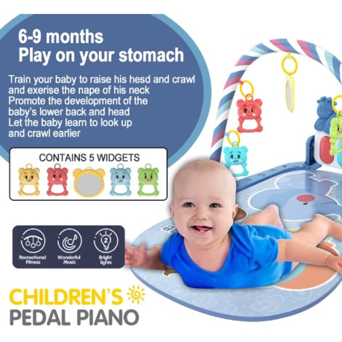 GENERICO - Gimnasio para Bebe con Piano musical y Sonajas