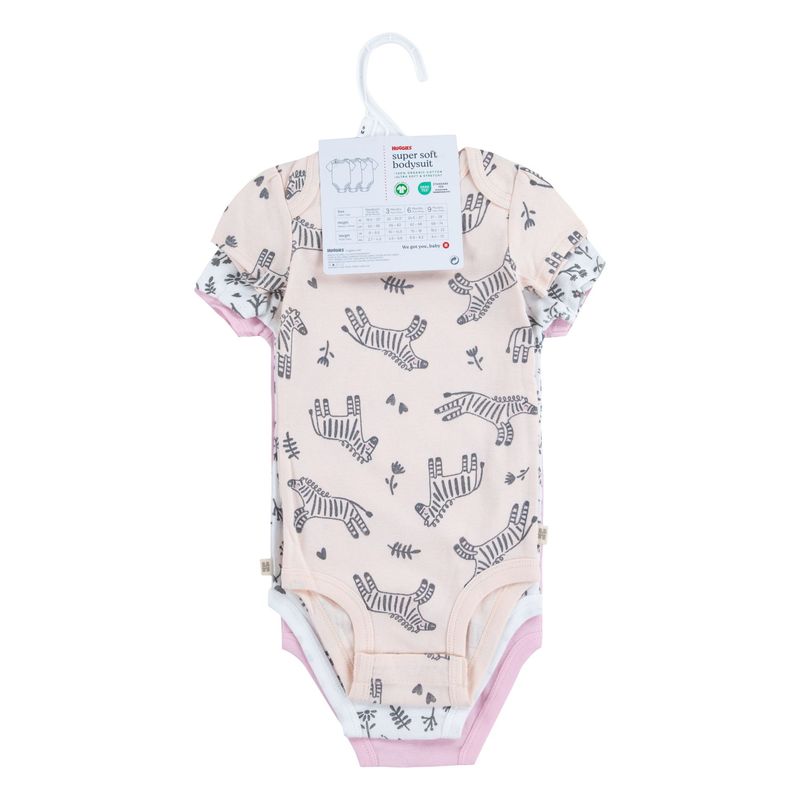 HUGGIES - Ropa de Bebé Huggies Pack de 3 Bodies Niña Zebra Rosada 0-3