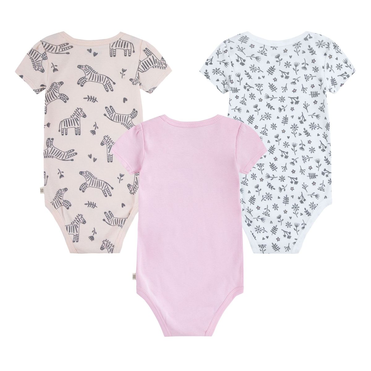 HUGGIES - Ropa de Bebé Huggies Pack de 3 Bodies Niña Zebra Rosada 0-3