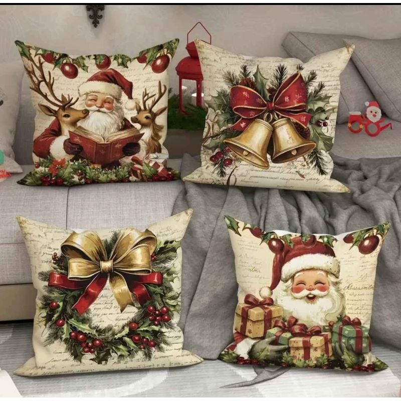 GENERICO - Cojin Navideños pack de 4 - MODELO AL AZAR