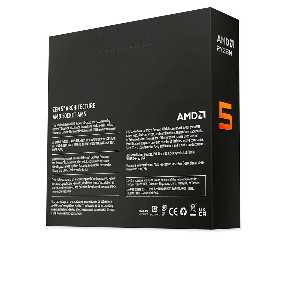 ELTAMD - Procesador AMD Ryzen 5 9600X 3.90-5.40Ghz Cache L3 32MB Socket AM5