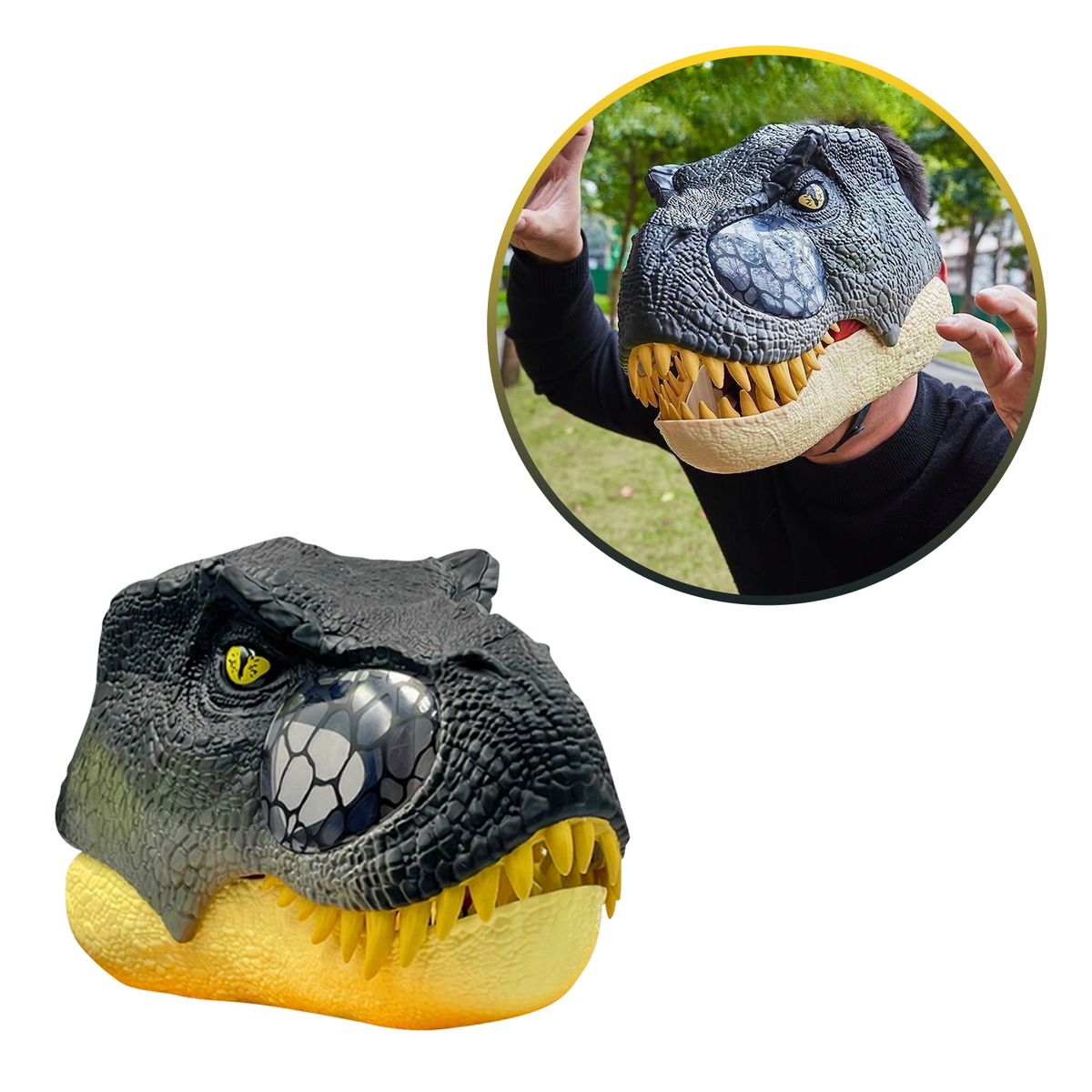 BUYPAL - Máscara Cabeza de Dinosaurio con Luces y Sonidos Articulada