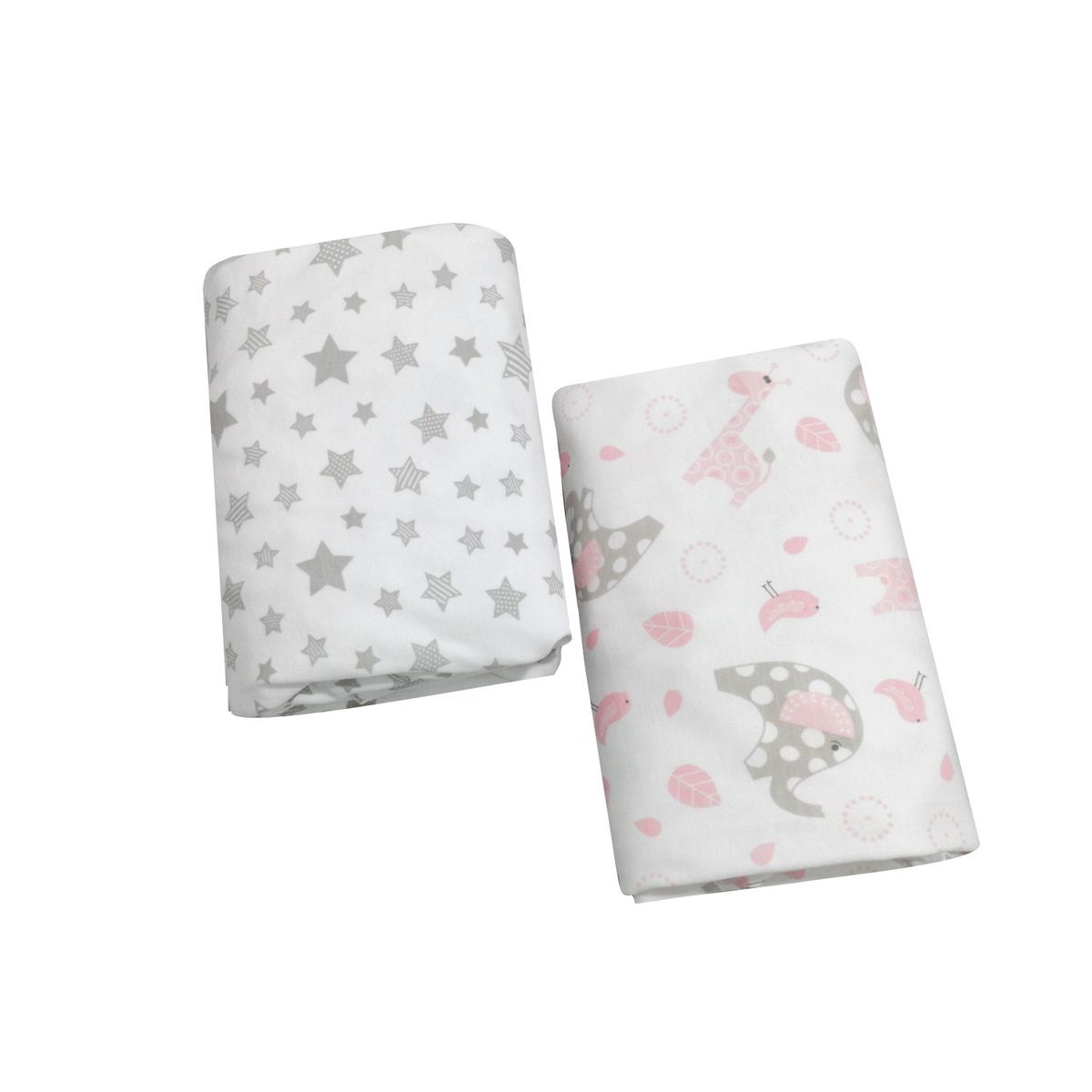 BLAUHOUSE - Sabanas Bajeras Bebe Pack and Play 100% Algodón Pack x 2 Animalitos/Estrellas