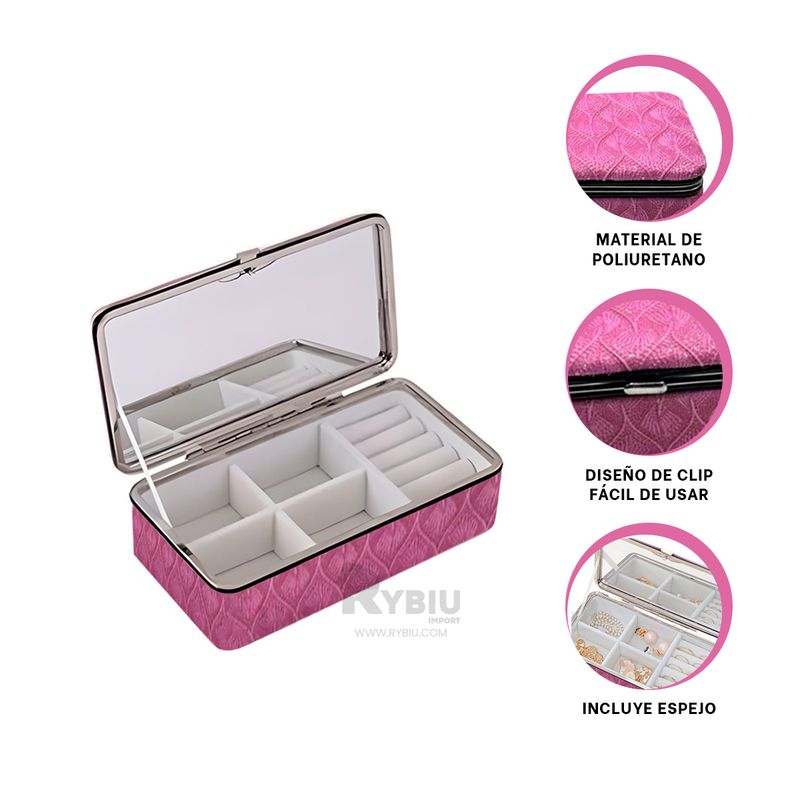 GENERICO - Estuche Moderno con Espejo en Rosado Y+Banderitas Adhesivas