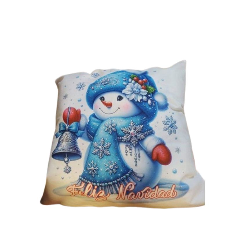 GENERICO - Funda Cojin Navideño diseño Muñeco de Nieve