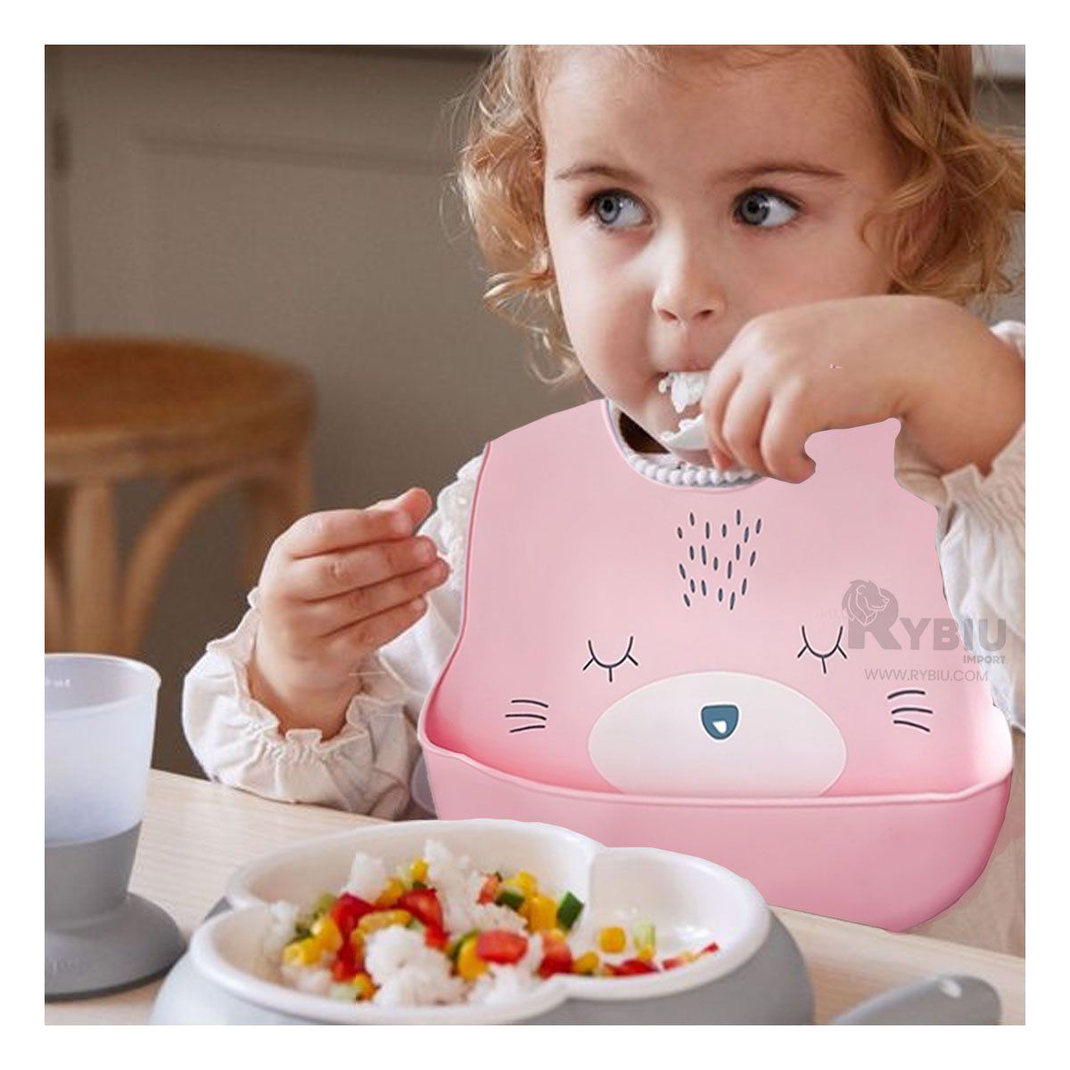 GENERICO - Mandil Resistente para Bebe en Rosado Y+Envoltorio de Regalo